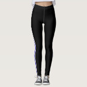 Leggings Blancs Bleus avec Rayure Latérale Noirs C (Devant)