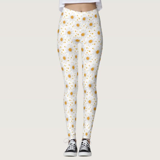 Leggings Blancs clairs avec Centres Jaunes (Devant)