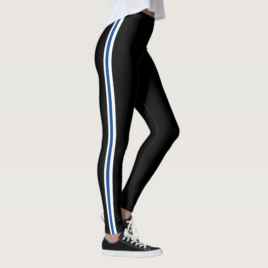 Leggings Blancs classiques et Bleus sur le côté noir  (Droite)