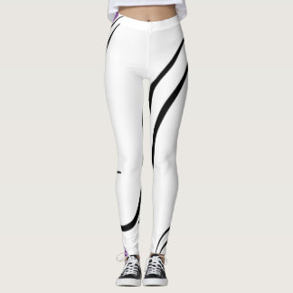 Leggings blancs d'élégance incurvée - Flux géométr