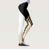 Leggings Blancs d'or géométrique noir moderne (Droite)
