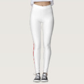 Leggings blancs élégants avec bande latérale rouge (Devant)