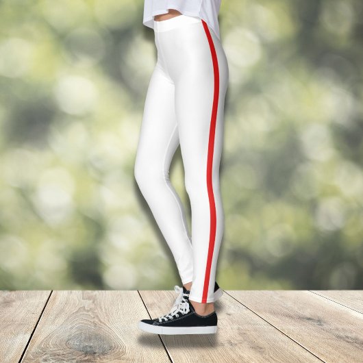 Leggings blancs élégants avec bande latérale rouge