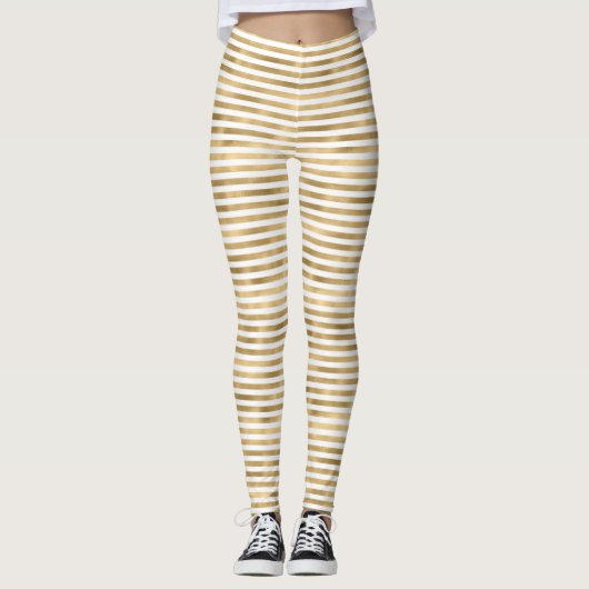 Leggings Blancs Et Bandes D'Or (Devant)