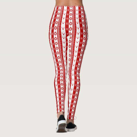 Leggings Blancs et Red Christmas Deer et Snowflakes Long (Dos)