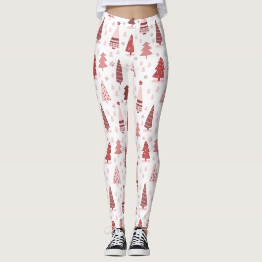Leggings blancs Motifs de l'arbre de Noël (Devant)