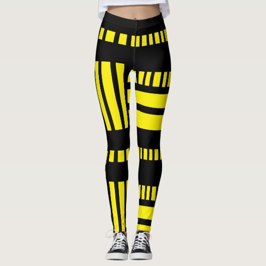 Leggings Blancs noirs 01 B Jaune BG (Devant)