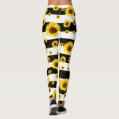 Leggings Blancs Noirs Avec Fleur De Tournesol (Dos)