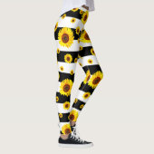 Leggings Blancs Noirs Avec Fleur De Tournesol (Droite)