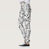 Leggings Blancs noirs damés pattes (Gauche)