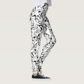 Leggings Blancs noirs damés pattes (Droite)