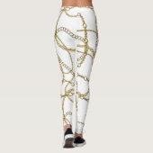 Leggings blancs opulents avec chaînes d'or (Dos)