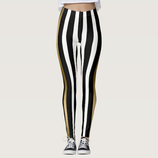 Leggings Blancs, Or Et Noirs (Devant)