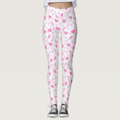 Leggings blancs pour les femmes aux Coeurs rose et (Devant)