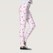 Leggings blancs pour les femmes aux Coeurs rose et (Droite)