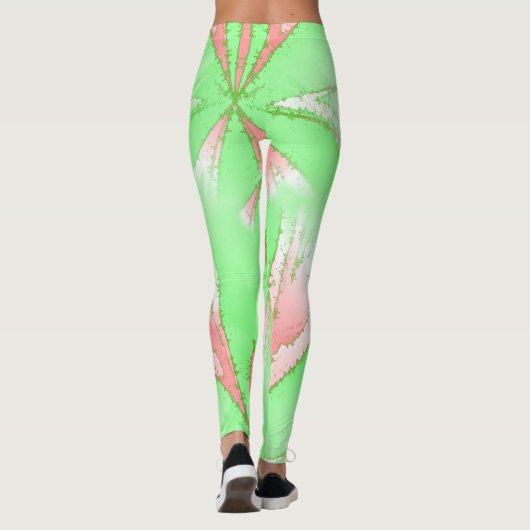 Leggings blancs rose vert printemps (Dos)