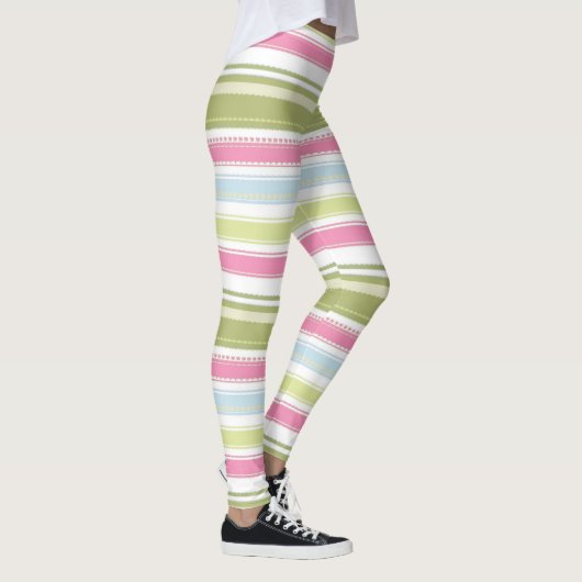 Leggings Blancs, Roses, Bleus & Vert (Droite)