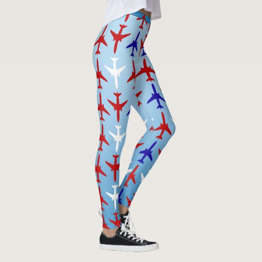 Leggings Blancs rouges et Motifs bleus (Droite)