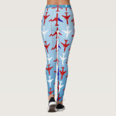 Leggings Blancs rouges et Motifs bleus (Dos)