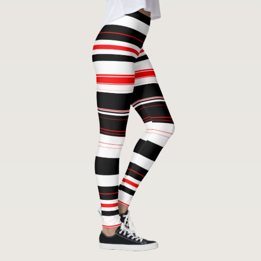 Leggings Blancs rouges et noirs horizontaux (Droite)