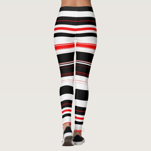 Leggings Blancs rouges et noirs horizontaux (Dos)