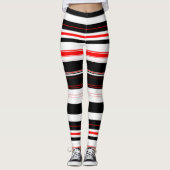 Leggings Blancs rouges et noirs horizontaux (Devant)