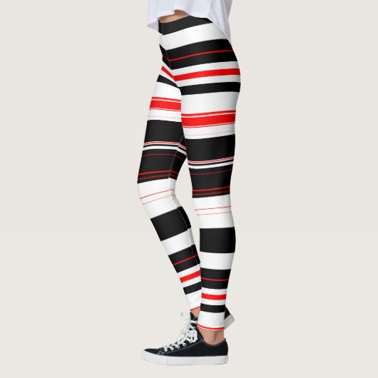 Leggings Blancs rouges et noirs horizontaux (Gauche)