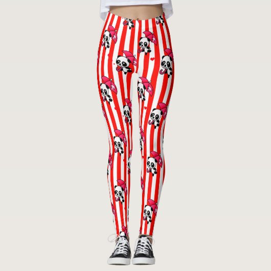 Leggings Blancs rouges mignons (Devant)