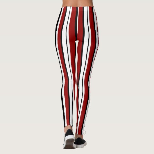 Leggings Blancs verticaux noirs rouges (Dos)