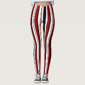 Leggings Blancs verticaux noirs rouges (Devant)