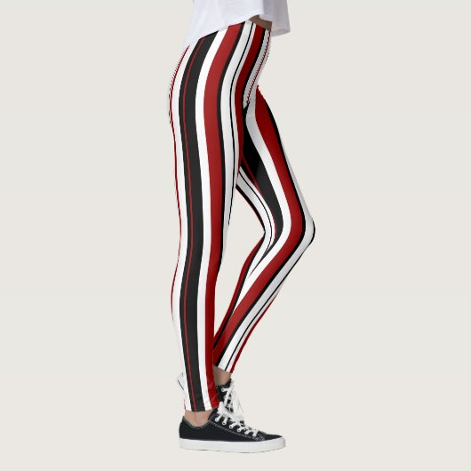 Leggings Blancs verticaux noirs rouges (Droite)