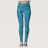 Leggings blauw Doodle Pattern (Voorkant)