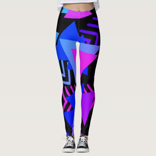 Leggings blauw driehoekspatroon (Voorkant)