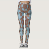 Leggings - Blauw en bruin Quilt Pattern (Voorkant)