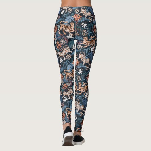  Leggings Blauw van leopard en tijger Oerwoud (Achterkant)