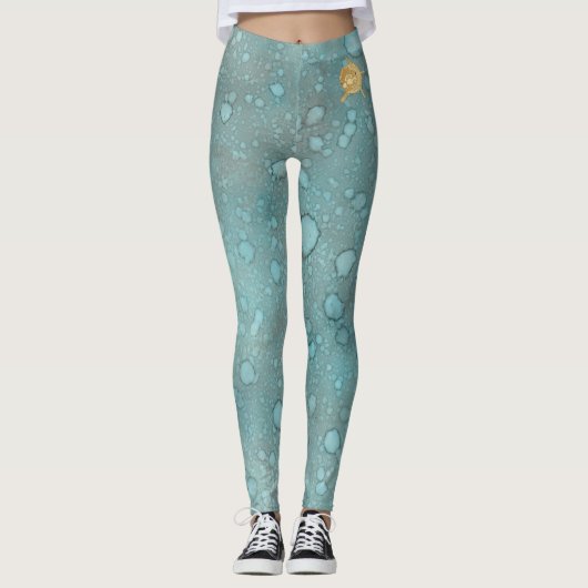 Leggings Blauw Zee/Dolfijn Ontwerp (Voorkant)