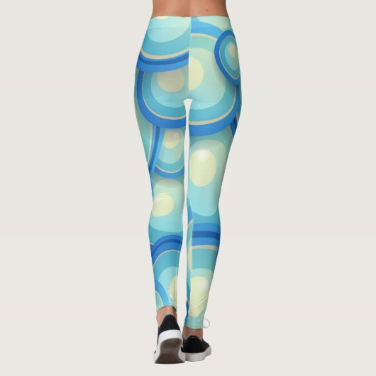 Leggings bleu Abstrait en vert (Dos)