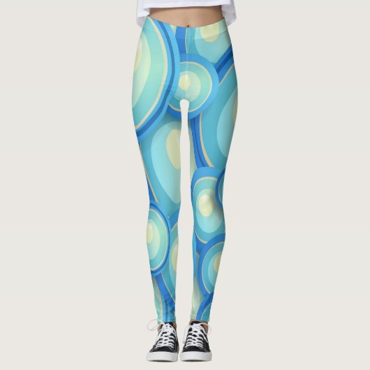 Leggings bleu Abstrait en vert (Devant)