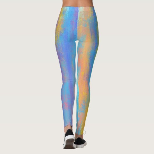 Leggings Bleu Abstrait et orange (Dos)