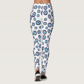 Leggings Bleu Aqua Blanc Nazar Evil Cercles d'yeux Motif (Dos)