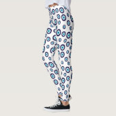 Leggings Bleu Aqua Blanc Nazar Evil Cercles d'yeux Motif (Gauche)