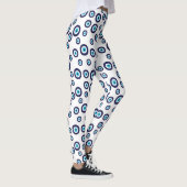 Leggings Bleu Aqua Blanc Nazar Evil Cercles d'yeux Motif (Droite)