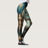 Leggings Bleu Art déco tendance Papillon Or Yoga (Droite)