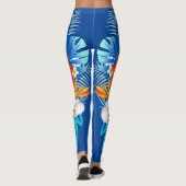 Leggings Bleu avec légendes de fleurs tropicales (Dos)