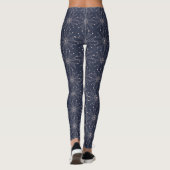 Leggings Bleu avec pattes florales Abstraites (Dos)