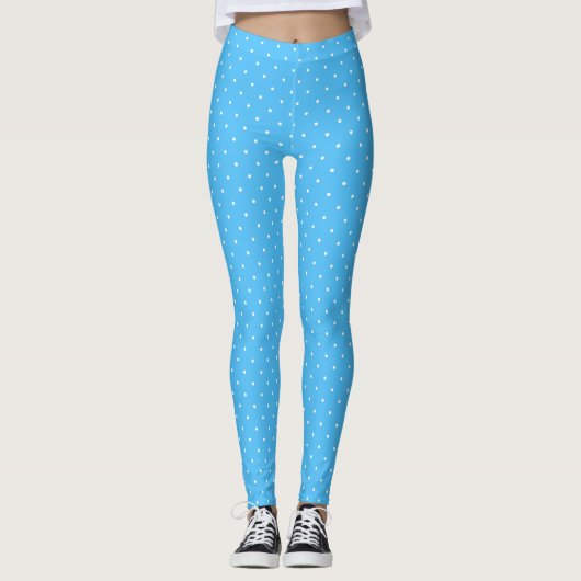 Leggings Bleu bébé avec points blancs (Devant)