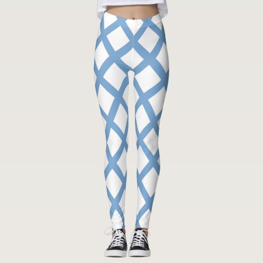 Leggings Bleu Blanc Arlequin Diamond Motif (Devant)