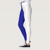 Leggings Bleu Blanc Deux Tons Fractionné Moitié Design (Gauche)