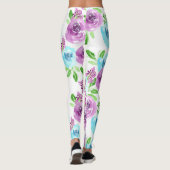 Leggings Bleu blanc et fleurs violettes (Dos)