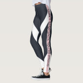Leggings Bleu blanc et rose bandes géométriques motivantes (Gauche)